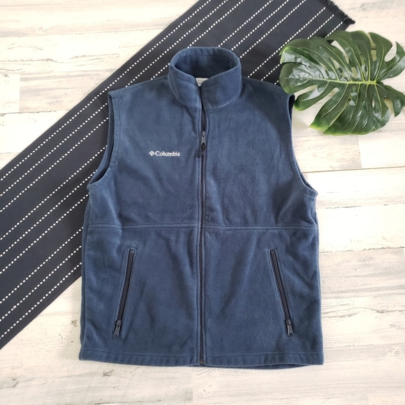 Columbia Full Zip Winter Outdoor Fleece Vest Blue Size Medium - Picture 1 of 7